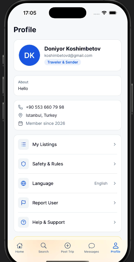 Amanatym profile screen