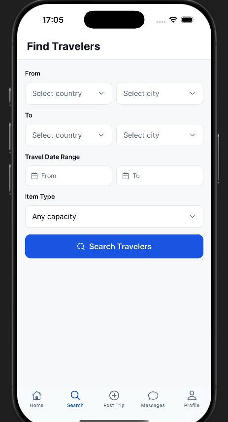 Amanatym traveler search screen